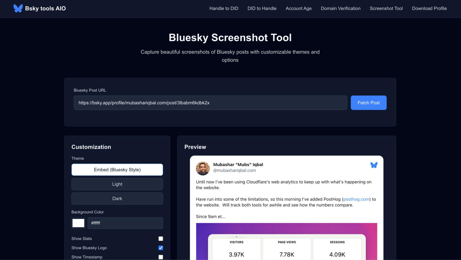 Bluesky Screenshot Tool featured image